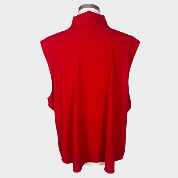 Calvin Klein Womens Plus Size 3X Red Sleeveless Blouse Tie Neckline - Picture 4 of 9